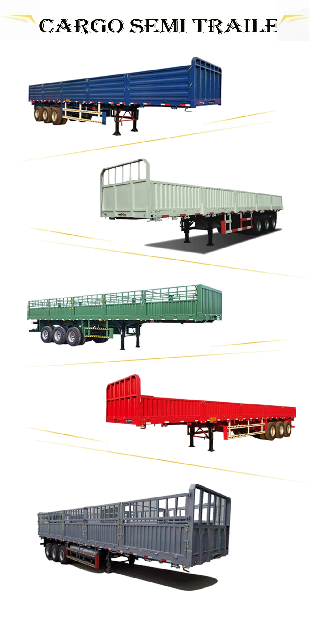 Cargo Side Wall Semi Trailer and Full Drawbar Truck Trailer with Side Wall