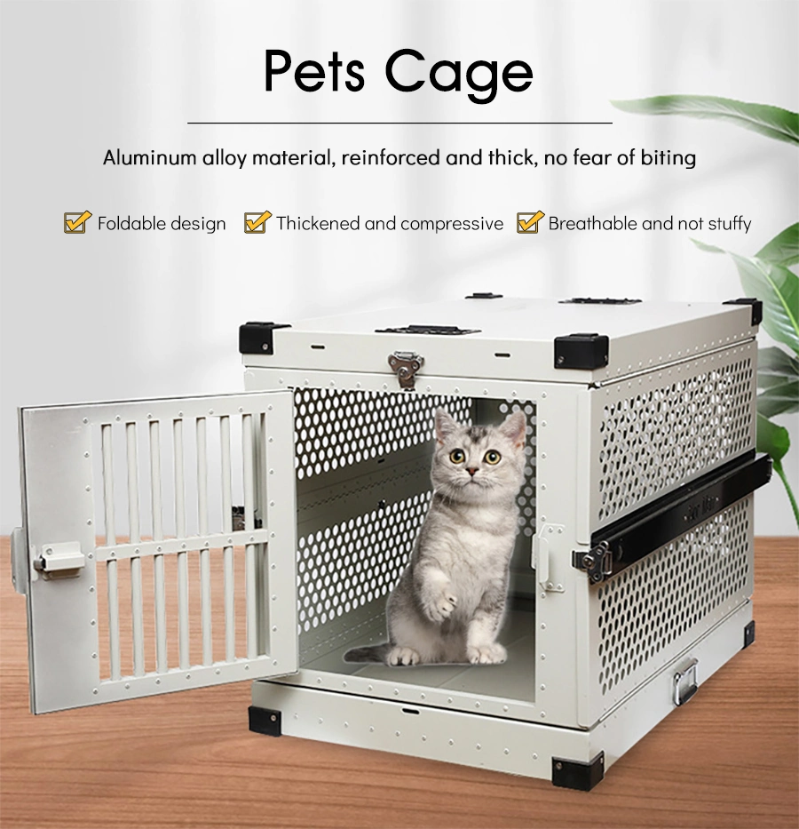 Aluminum Stationary Dog Crate Heavy Duty Dog Kennel Cage Box for Large Strong Dogs