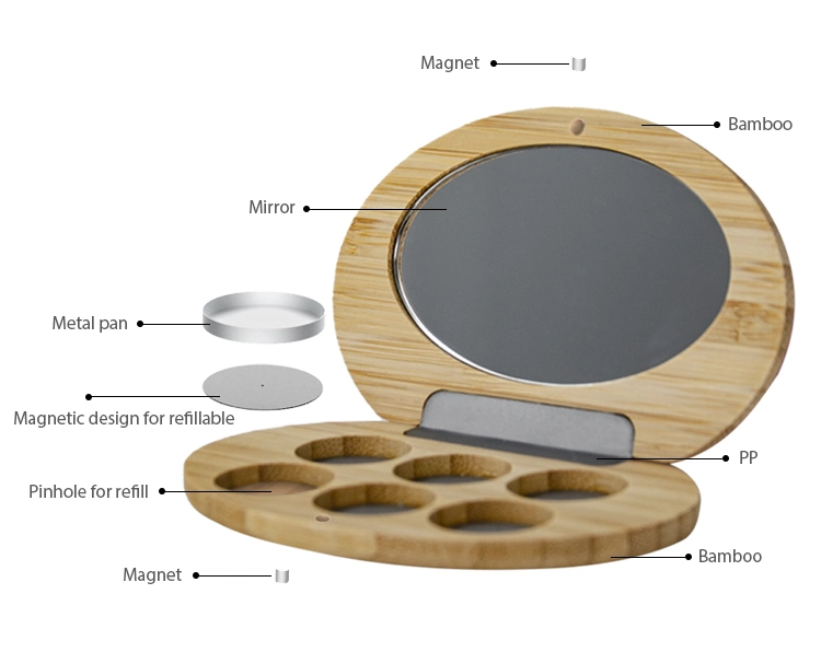 Magnetic Eco Friendly Cosmetic Bamboo Empty Eyeshadow Case